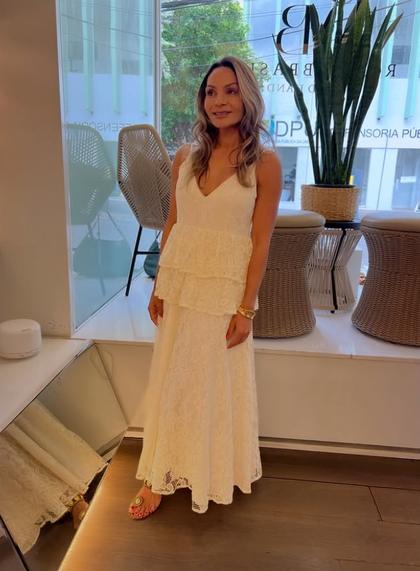 Look escolhido pela Dona Tata — renda off-white